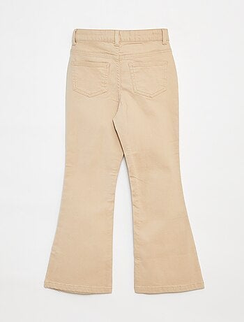 Calças flare de sarja com cós ajustável