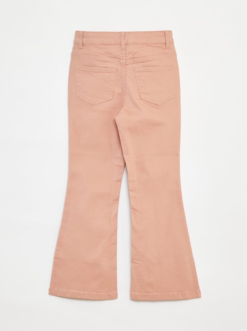 Calças flare de sarja com cós ajustável Rosa - Kiabi