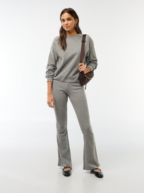 Calças flare em algodão stretch em malha macia - Kiabi