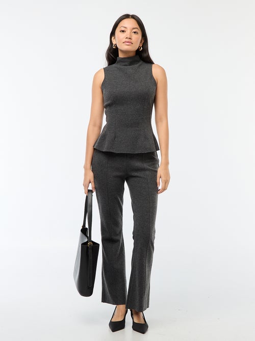 Calças flare em tricô liso - Kiabi