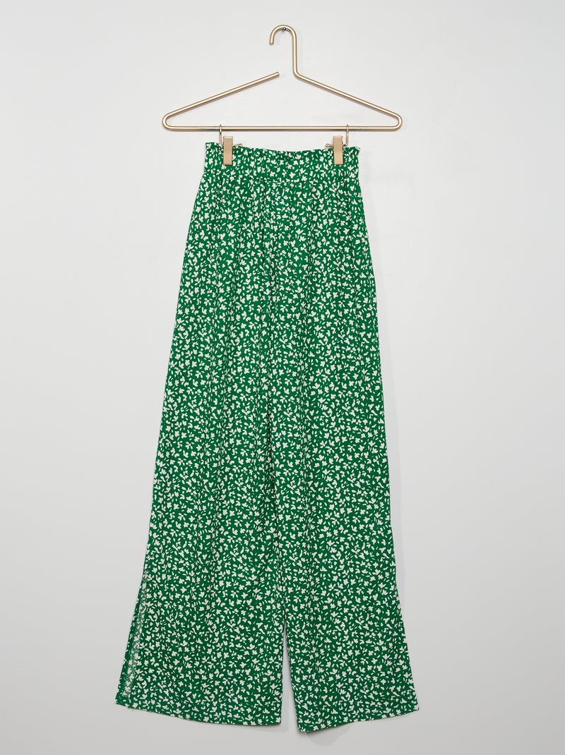 Calças floridas em malha crepe VERDE - Kiabi