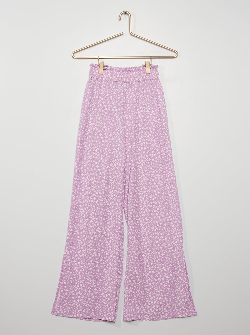 Calças floridas em malha crepe VIOLETA - Kiabi
