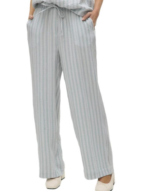 Calças Fluidas Azuis para Mulher Vero Moda Nanna - Kiabi Calças Fluidas Azuis para Mulher Vero Moda Nanna - Kiabi