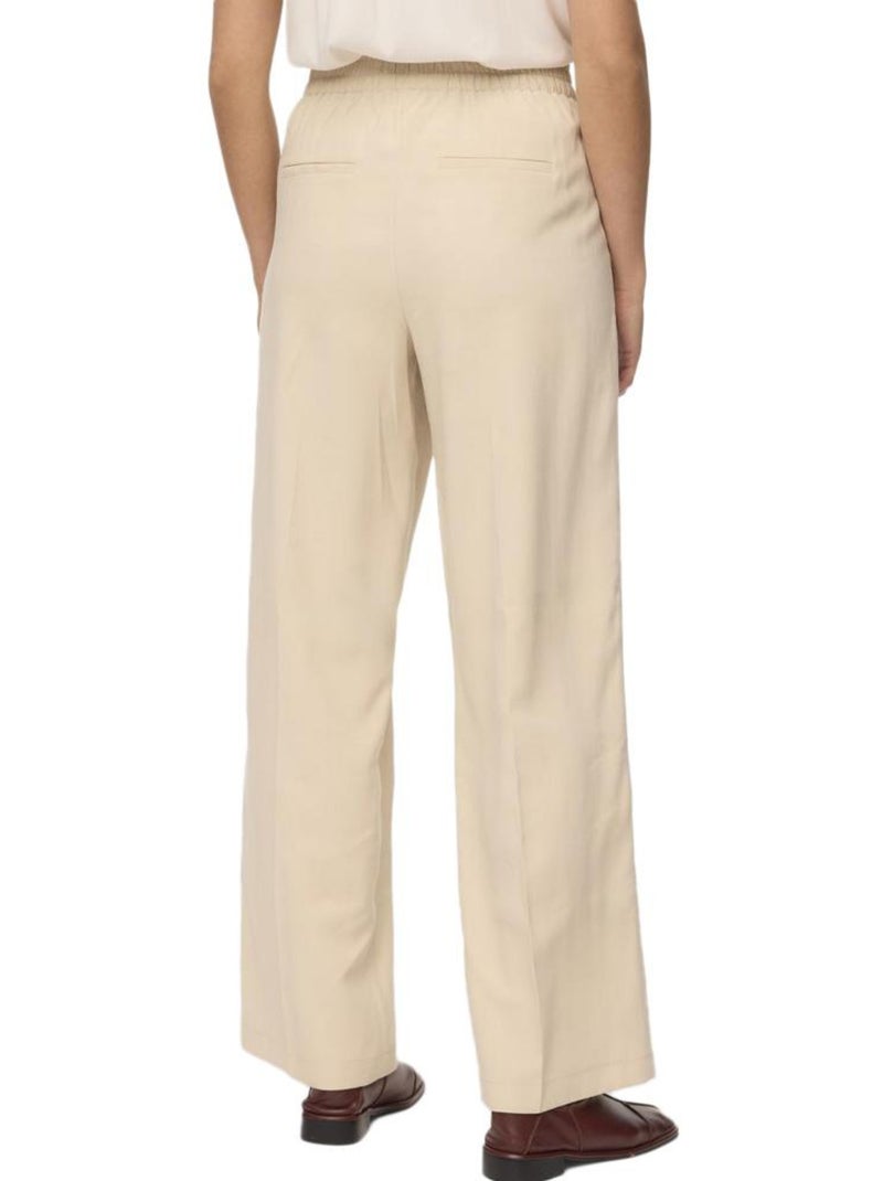 Calças Fluidas Bege de Mulher Vero Moda Carmen Wide Bege claro - Kiabi