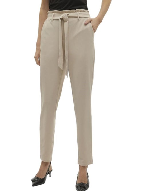 Calças Fluidas Bege Liva Vero Moda para Mulher - Kiabi Calças Fluidas Bege Liva Vero Moda para Mulher - Kiabi