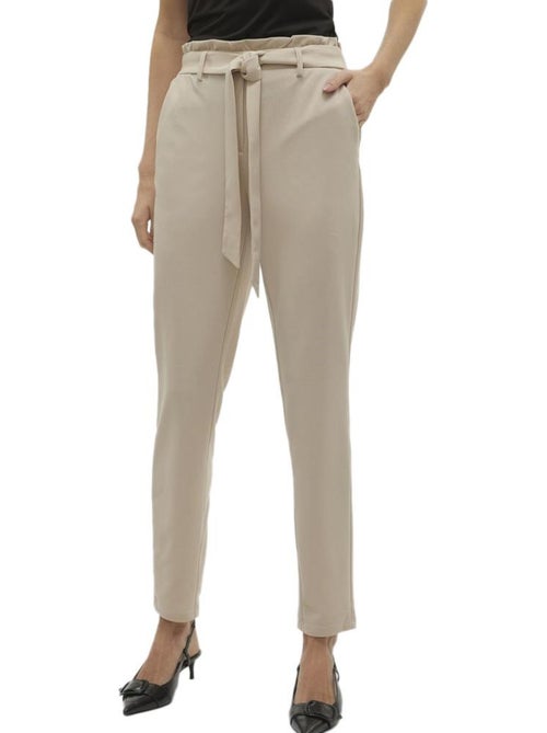 Calças Fluidas Bege Liva Vero Moda para Mulher - Kiabi Calças Fluidas Bege Liva Vero Moda para Mulher - Kiabi