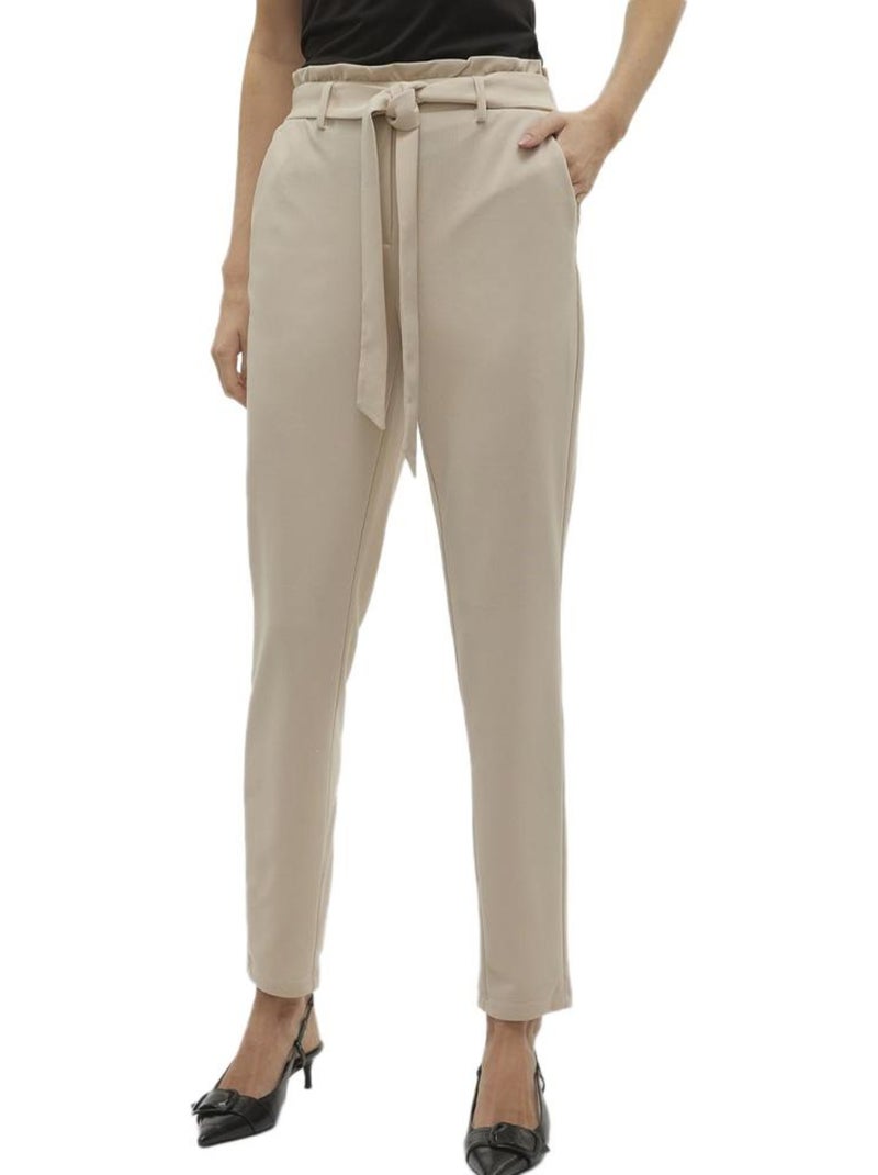 Calças Fluidas Bege Liva Vero Moda para Mulher Bege - Kiabi
