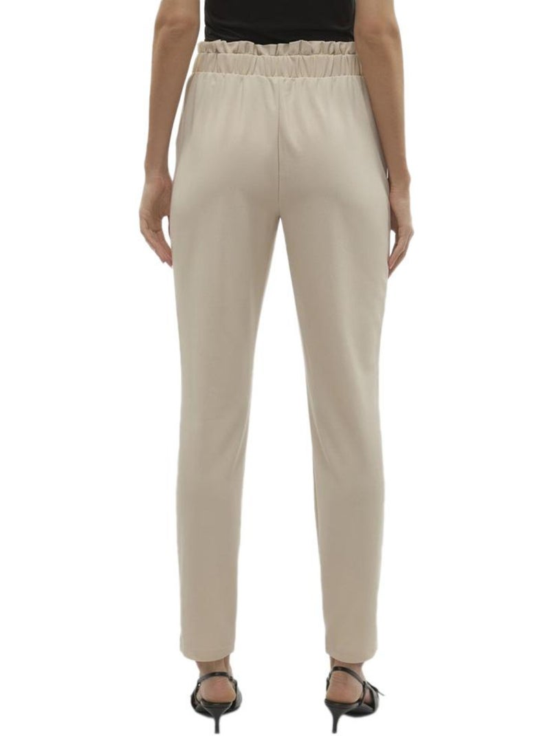 Calças Fluidas Bege Liva Vero Moda para Mulher Bege - Kiabi