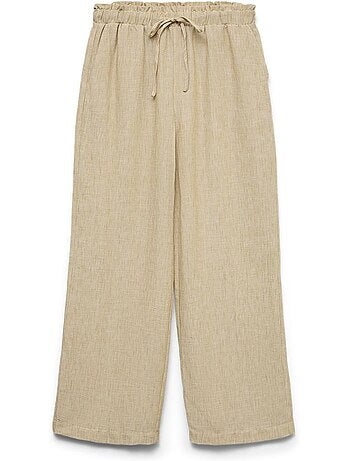 Calças Fluidas Bege para Mulher Vero Moda Charline