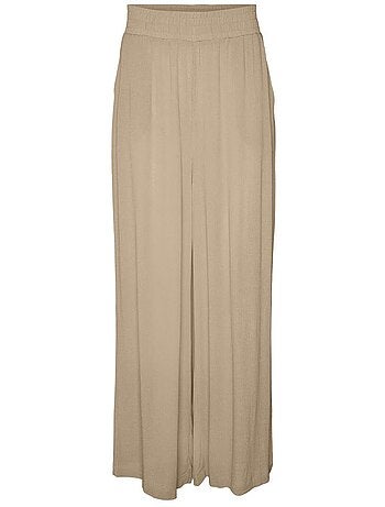 Calças Fluidas Bege para Mulher Vero Moda Menny Wide