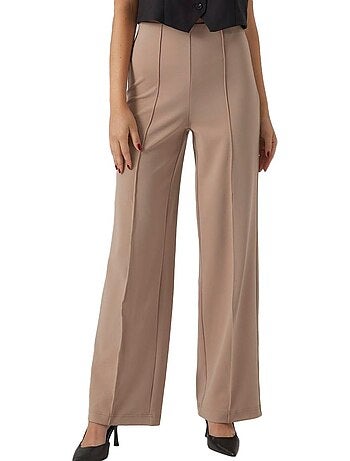 Calças Fluidas Bege VERO MODA Wide para Mulher