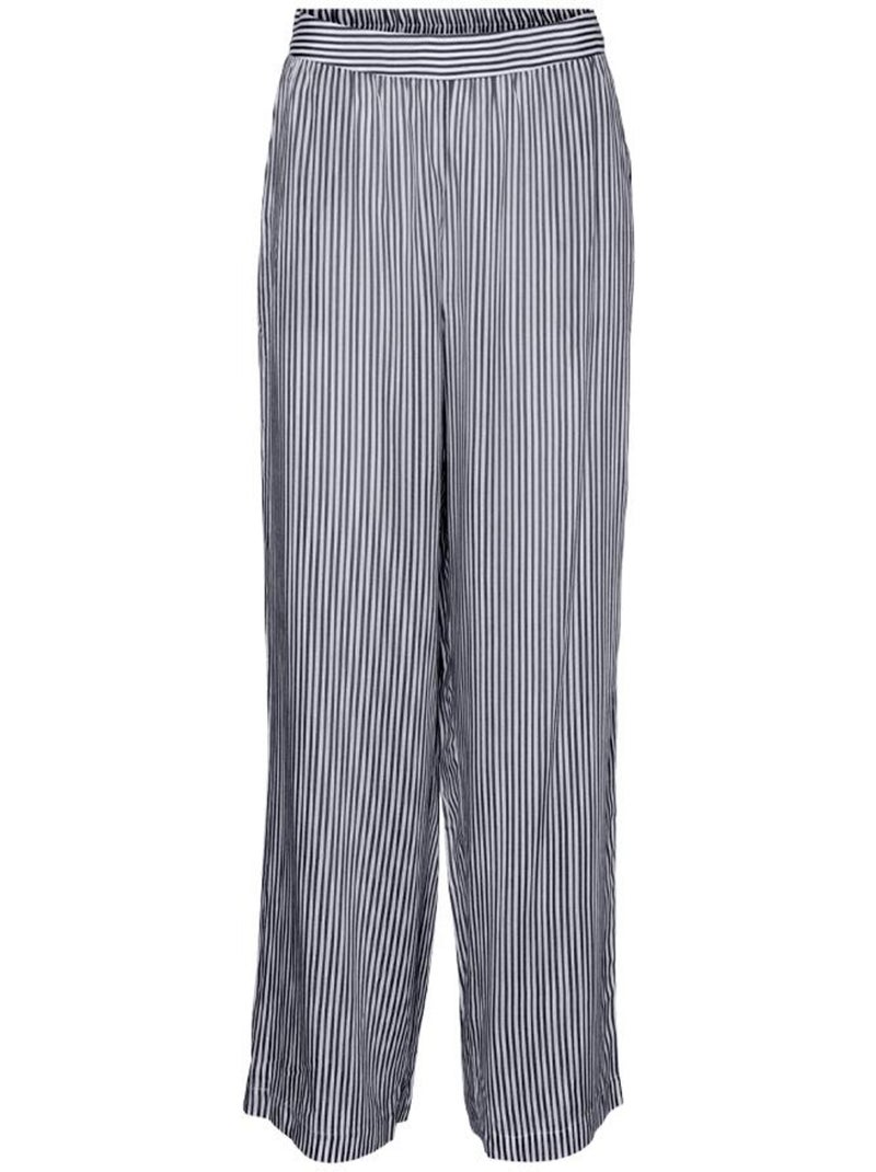 Calças Fluidas Brancas com Riscas Vero Moda Bumpy para Mulher Branco - Kiabi