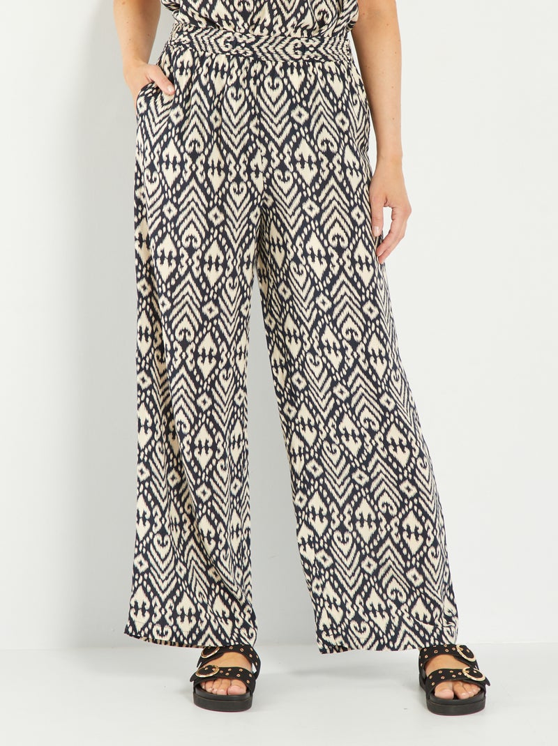 Calças fluidas com corte largo Ikat - Kiabi