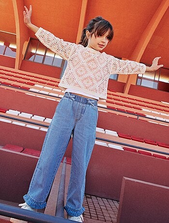 Calças fluidas com efeito ganga