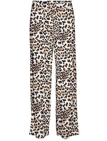 Calças fluidas com padrão animal vero moda easy joy para mulher
