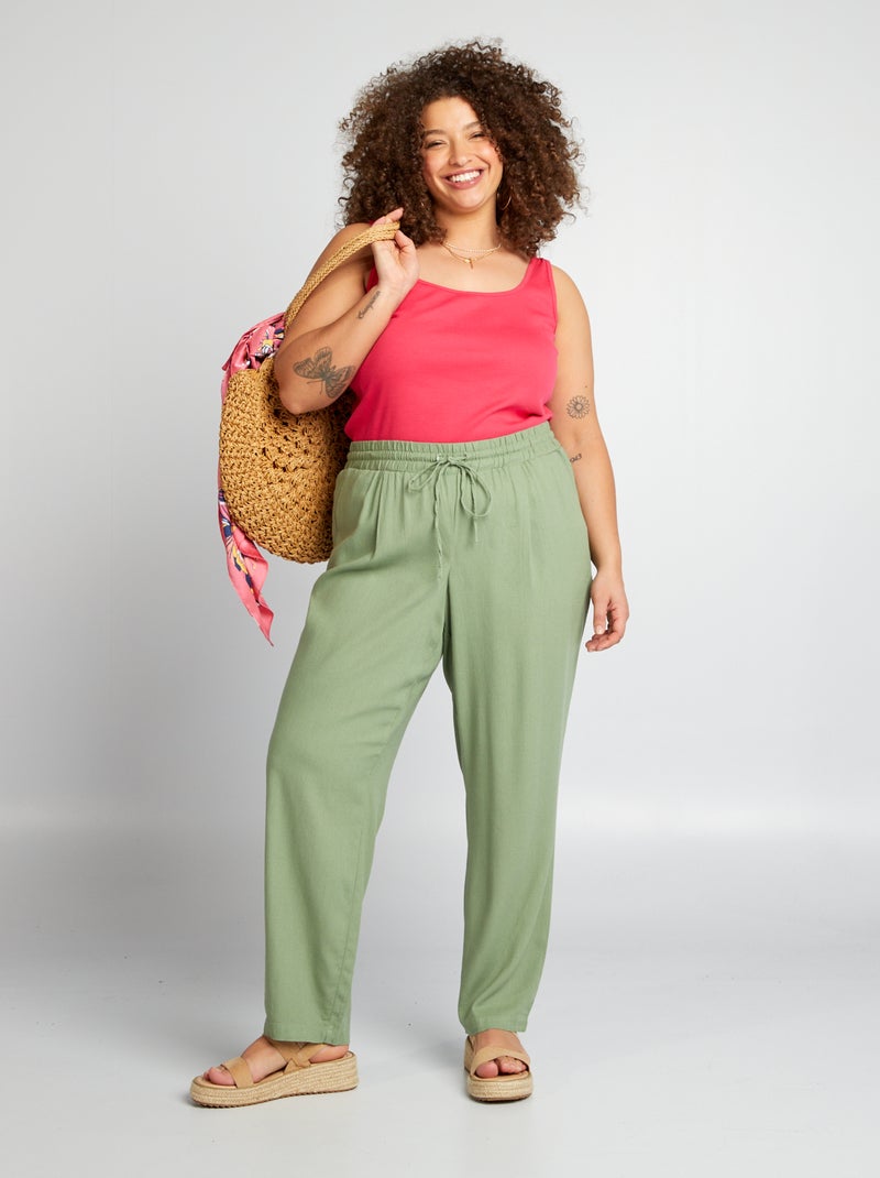 Calças fluidas elasticas 'Vero Moda' VERDE - Kiabi