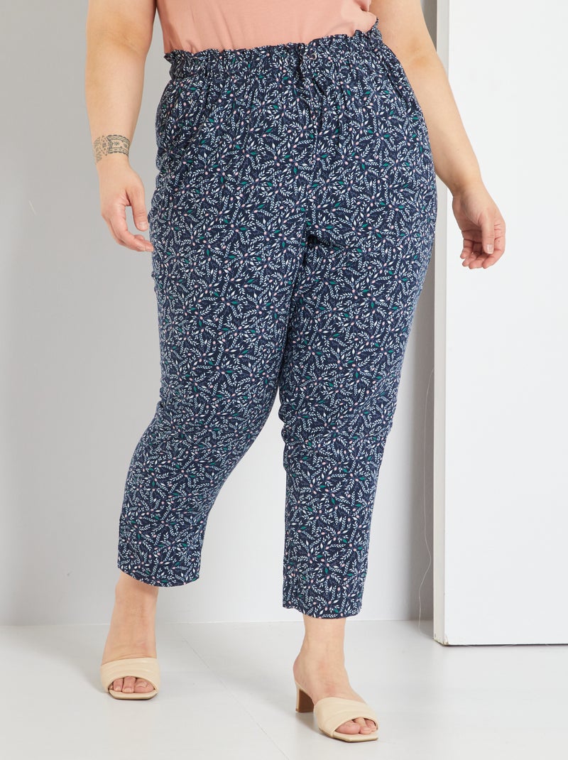 Calças fluidas estampadas AZUL - Kiabi