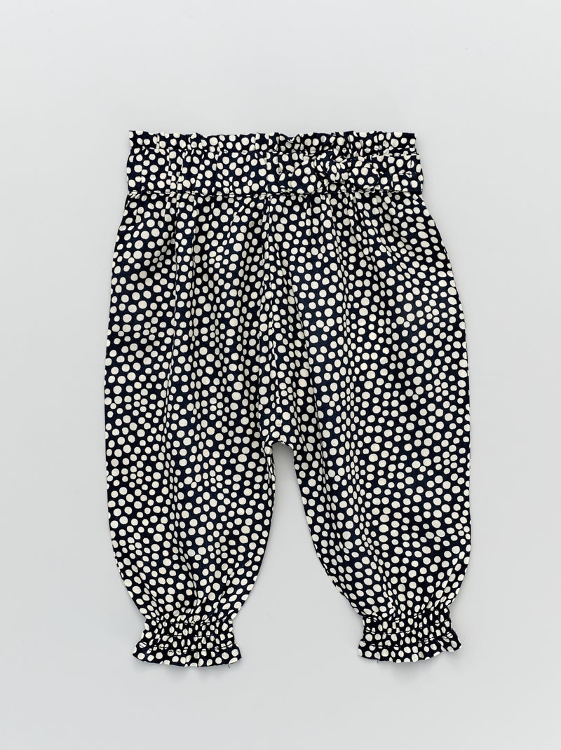 Calças fluidas estampadas Bolinhas Azuis - Kiabi