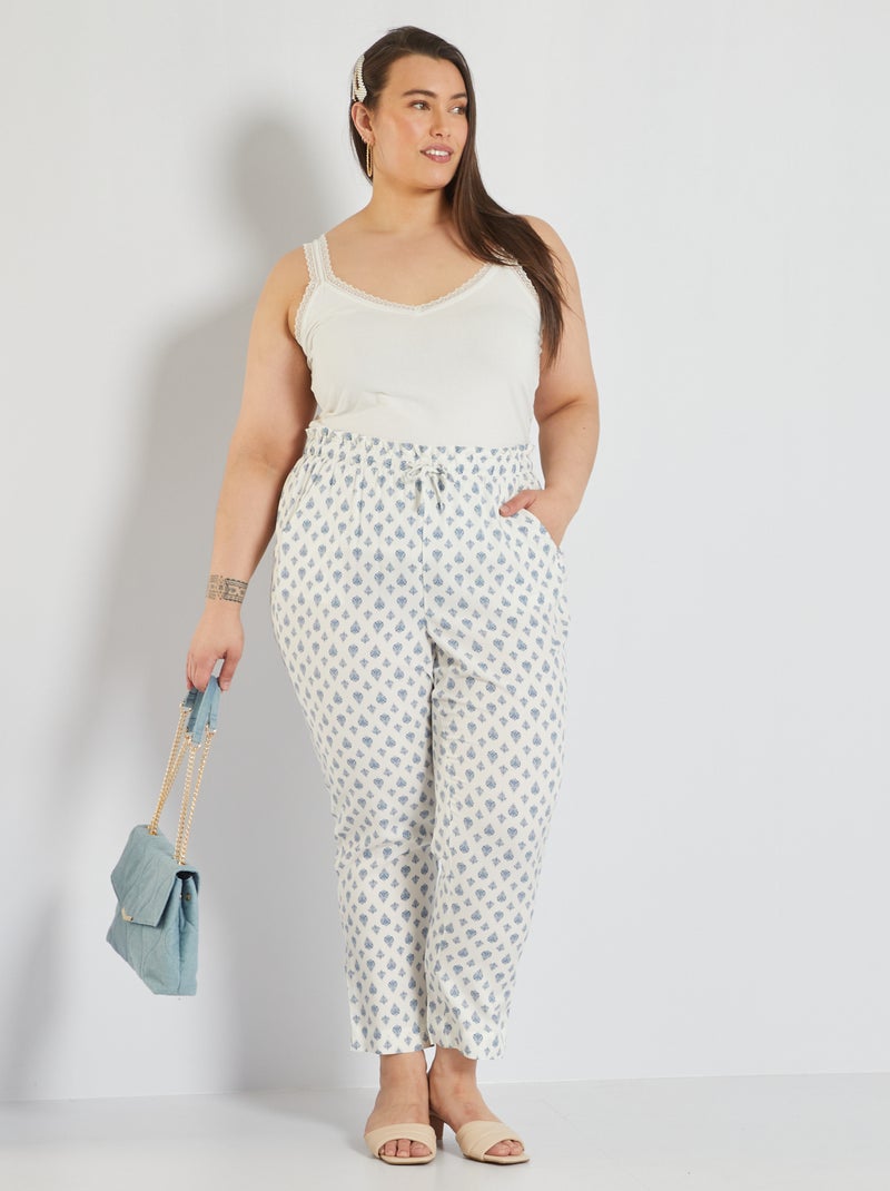Calças fluidas estampadas BRANCO - Kiabi