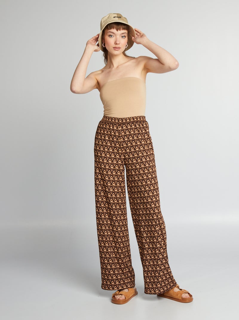 Calças fluidas estampadas MARROM - Kiabi
