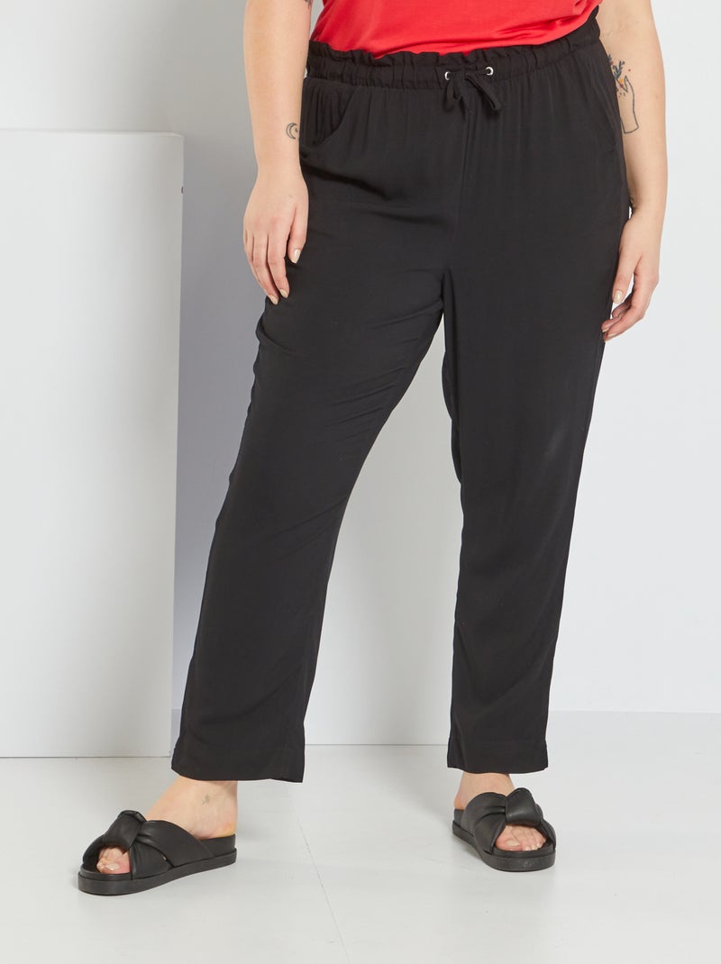 Calças fluidas estampadas Preto - Kiabi