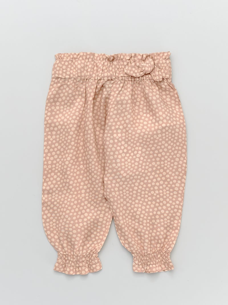 Calças fluidas estampadas rosa claro - Kiabi