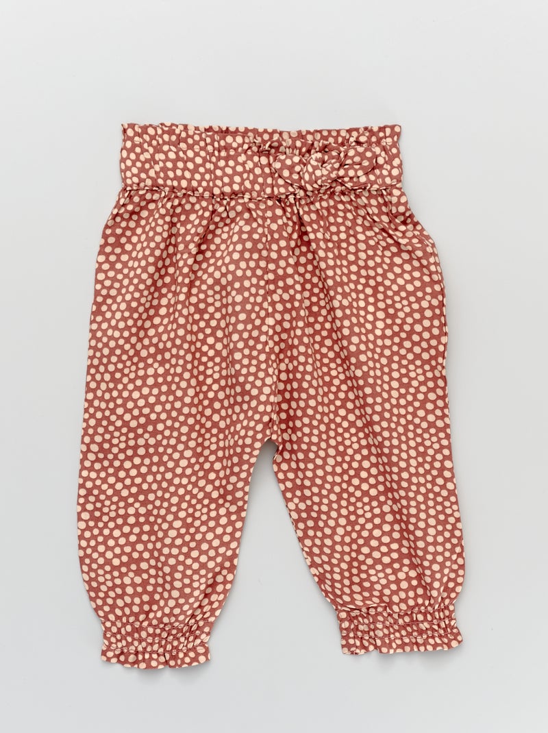 Calças fluidas estampadas rosa - Kiabi