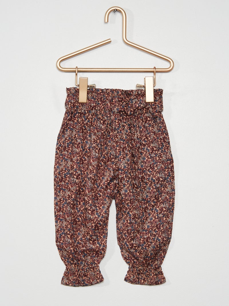 Calças fluidas estampadas rosa/azul - Kiabi