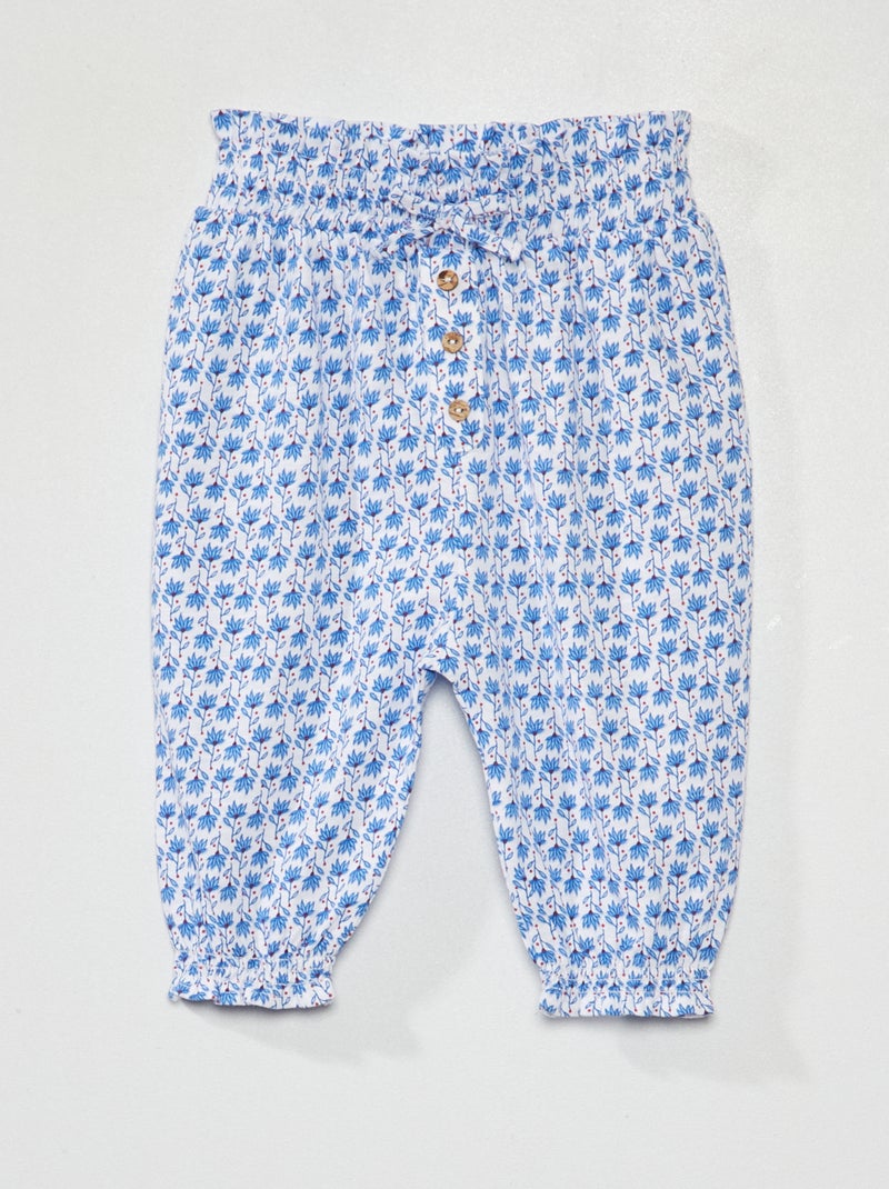Calças fluidas Estampado Azul - Kiabi