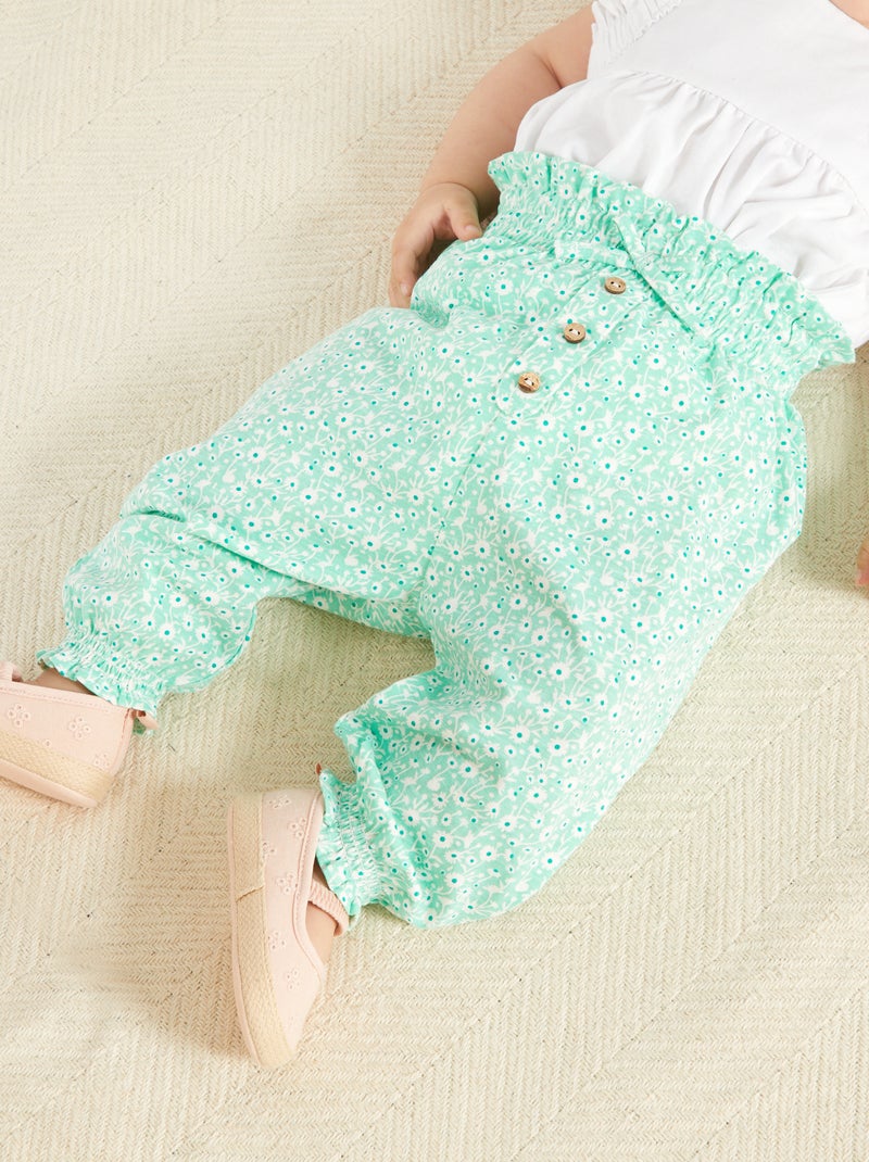 Calças fluidas Estampado Verde - Kiabi