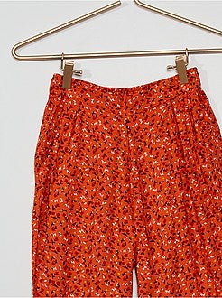 Calças fluidas floridas - Kiabi