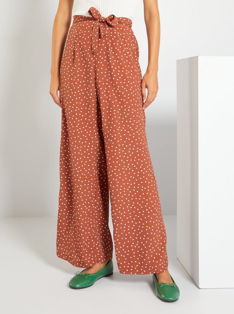 Calças fluidas largas 'leopardo' LARANJA - Kiabi