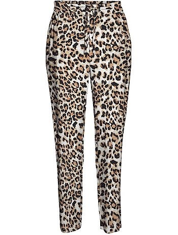 Calças fluidas vero moda joy para mulher - preto/bege