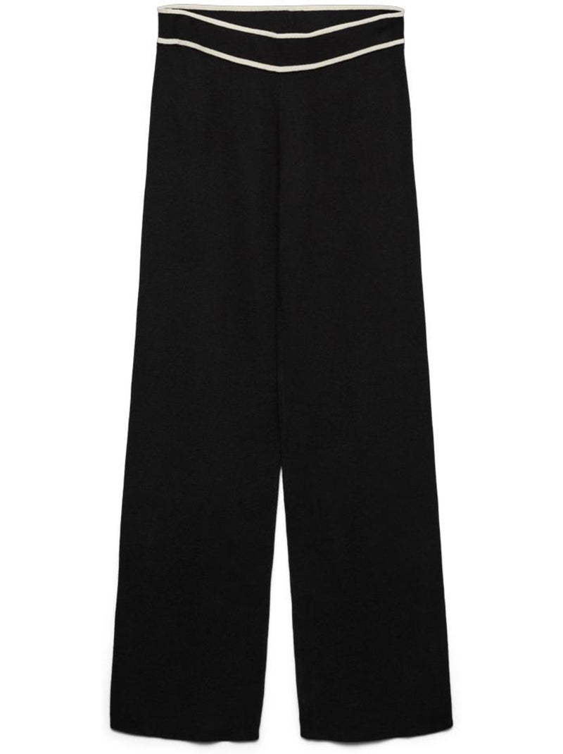 Calças Fluidas Pretas Vero Moda Contrast para Mulher Preto - Kiabi