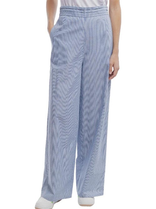 Calças Fluidas Teddy Smith Rebelle Azul/Branco para Mulher - Kiabi Calças Fluidas Teddy Smith Rebelle Azul/Branco para Mulher - Kiabi