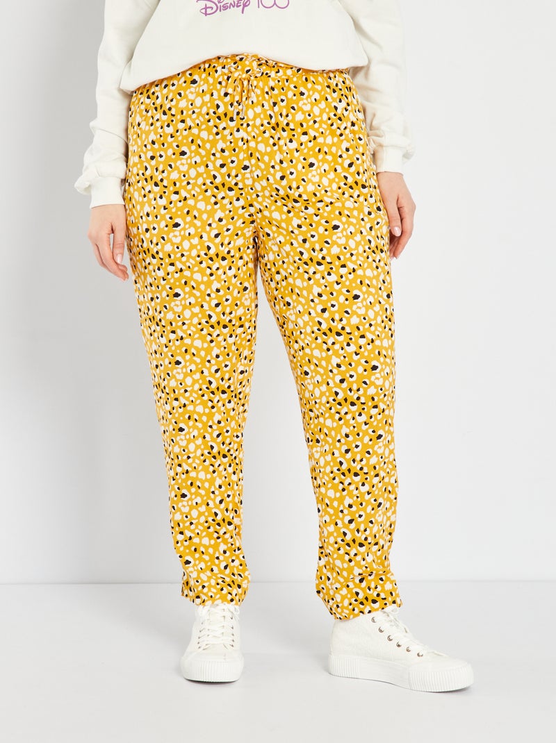 Calças fluidas tipo jogging AMARELO - Kiabi