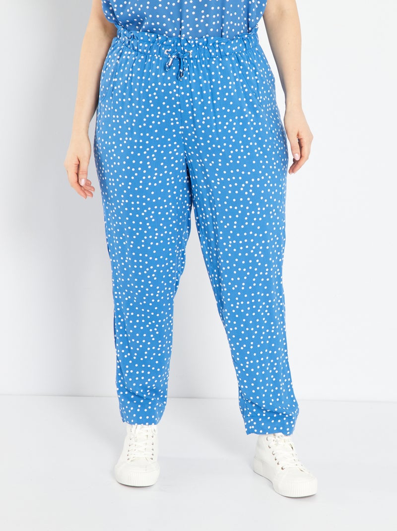 Calças fluidas tipo jogging AZUL - Kiabi