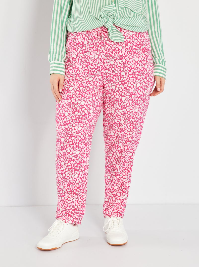 Calças fluidas tipo jogging ROSA - Kiabi