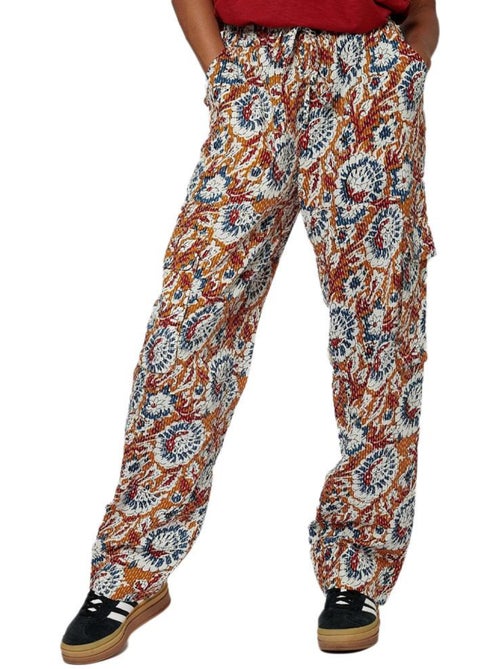Calças Fluidas Vermelhas com Padrões Kaporal SAX para Mulher - Kiabi Calças Fluidas Vermelhas com Padrões Kaporal SAX para Mulher - Kiabi