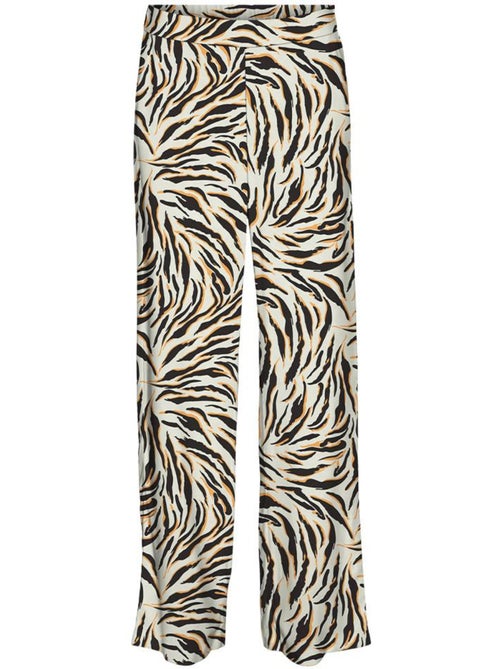 Calças Fluidas Vero Moda Easy Joy com Padrões Bege/Preto/Laranja para Mulher - Kiabi Calças Fluidas Vero Moda Easy Joy com Padrões Bege/Preto/Laranja para Mulher - Kiabi