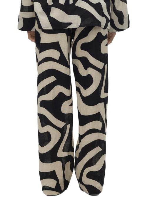 Calças Fluidas Vero Moda Gnete para Mulher - Preto/Bege - Kiabi Calças Fluidas Vero Moda Gnete para Mulher - Preto/Bege - Kiabi
