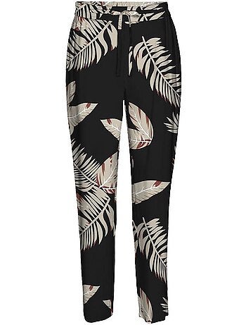 Calças Fluidas Vero Moda Joy para Mulher - Preto/Bege