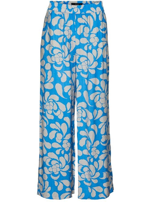 Calças Fluidas Vero Moda Maja Azul/Cinzento para Mulher - Kiabi Calças Fluidas Vero Moda Maja Azul/Cinzento para Mulher - Kiabi