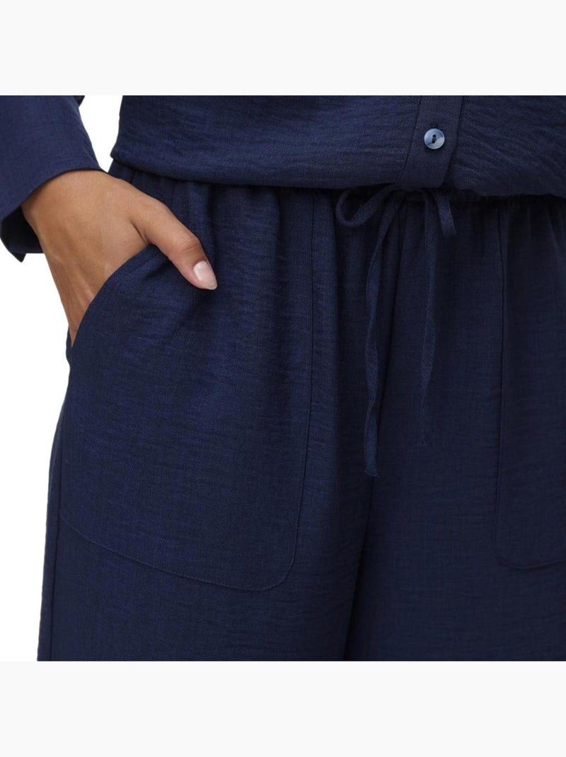 Calças Fluidas Vero Moda Melaney para Mulher Azul-Marinho Azul-marinho - Kiabi