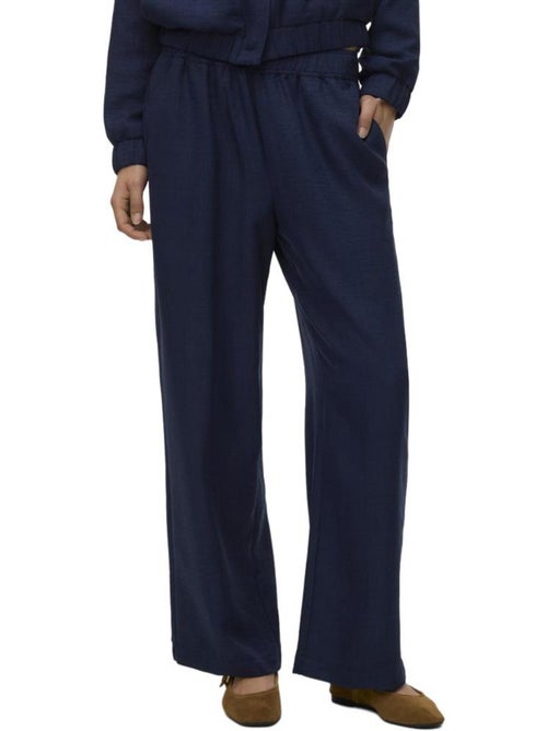 Calças Fluidas Vero Moda Melaneyss para Mulher - Azul Marinho - Kiabi Calças Fluidas Vero Moda Melaneyss para Mulher - Azul Marinho - Kiabi
