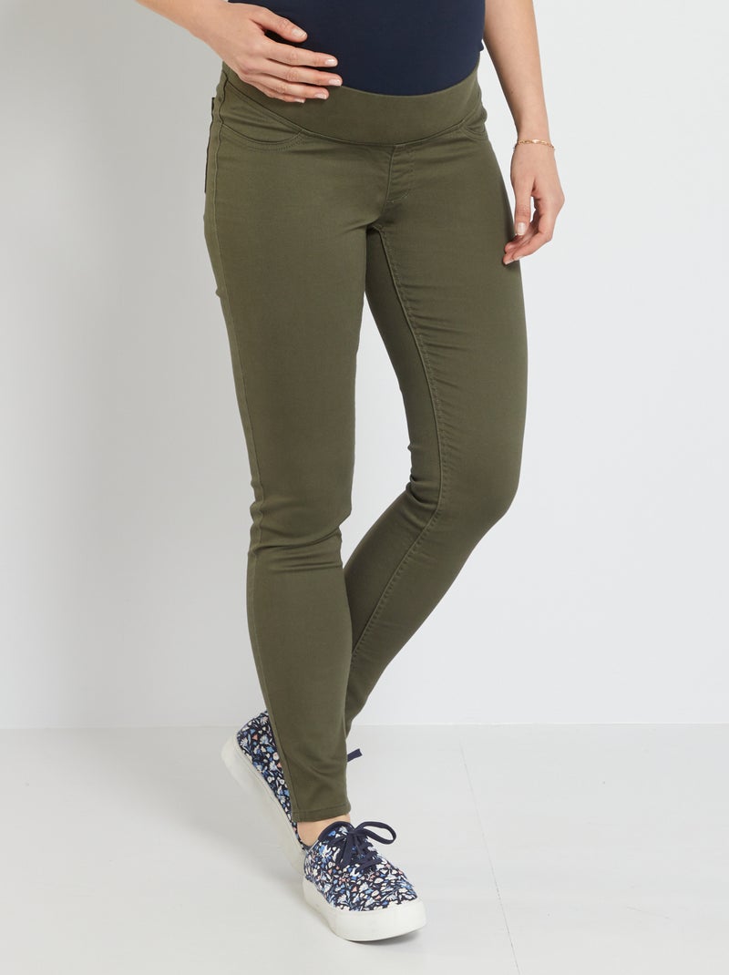 Calças jeggings de gravidez com faixa inferior CAQUI - Kiabi