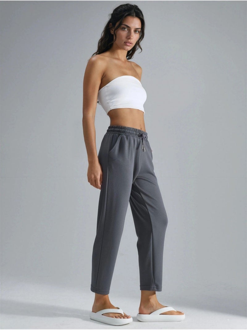 Calças jogger carrot fit com cintura elástica toque de modal, hiccup Cinza - Kiabi