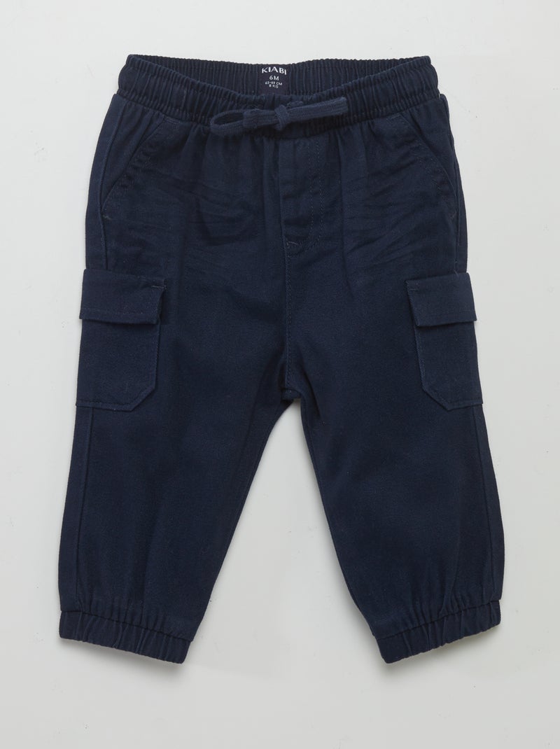 Calças jogger com bolsos com abas AZUL - Kiabi