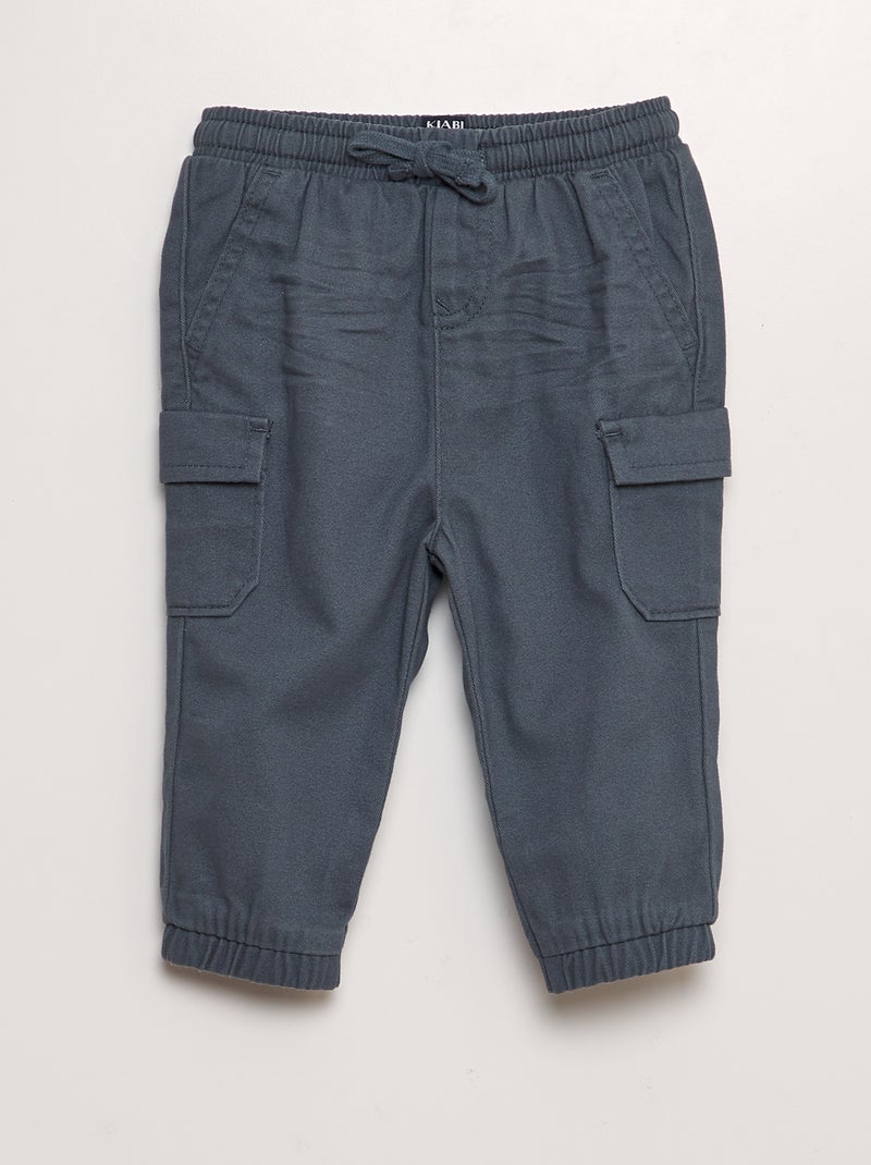 Calças jogger com bolsos com abas Azul - Kiabi