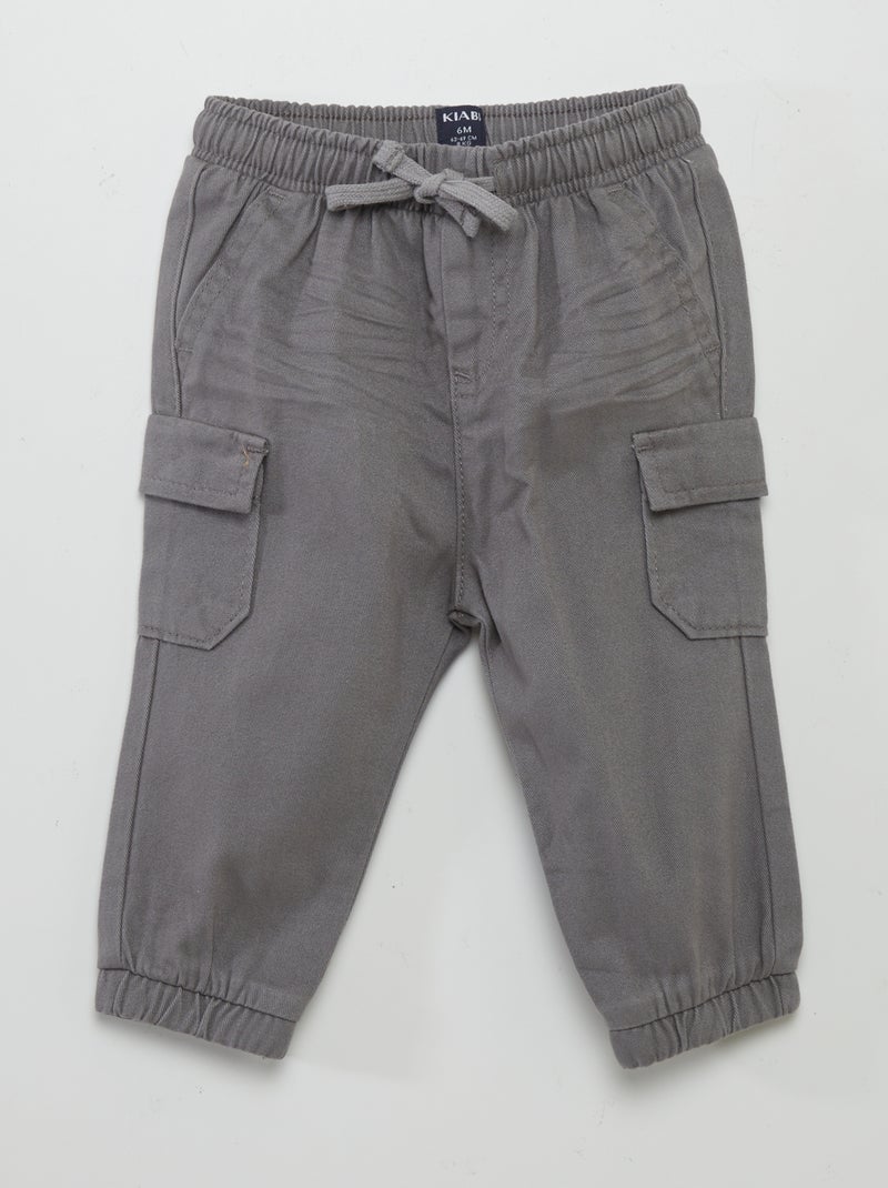 Calças jogger com bolsos com abas CINZA - Kiabi